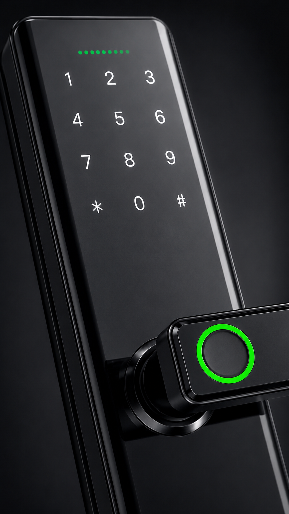 Close da Kuanttum Delta Beta com biometria e teclado